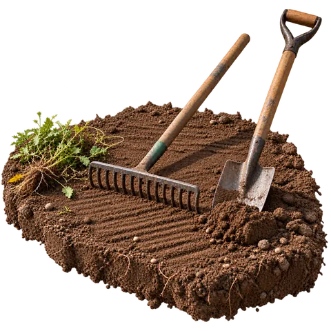 Ground levelling and preparation before turf laying